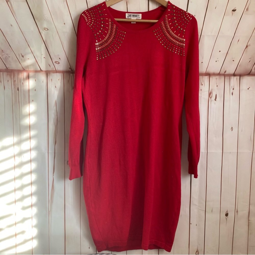 💋Red dress with gold detailing